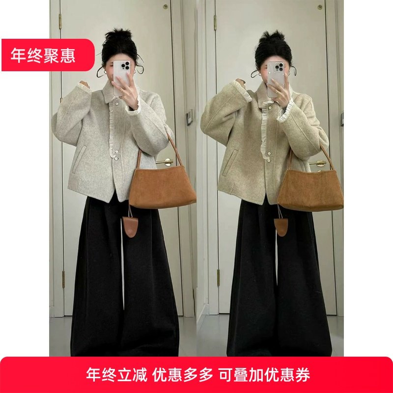 秋冬装一整套搭配大码胖小香风气质减龄毛呢外套阔腿裤两件套女,女装/女士精品,毛呢外套,淘宝优惠券,粉丝福利购,淘宝优惠卷