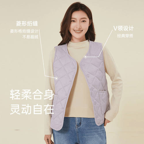 女士冬季保暖羽绒棉马甲女外穿