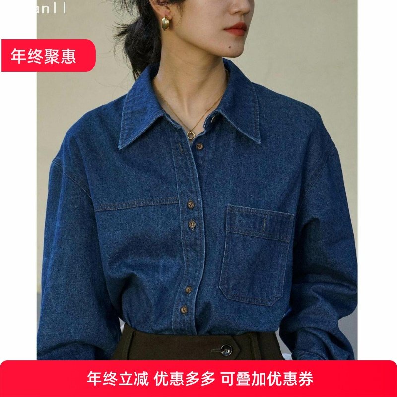 布莱克书店挺括有型棉文艺复古长袖经典叠穿牛仔衬衫女,男装,牛仔衬衫,淘宝优惠券,粉丝福利购,淘宝优惠卷