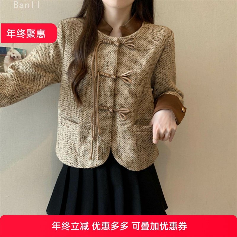 实拍有内里原版质量新中式复古盘扣拼接小香风短款外套女时尚,女装/女士精品,短外套,淘宝优惠券,粉丝福利购,淘宝优惠卷