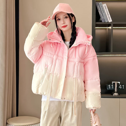 2025新款渐变色羽绒棉服女美式