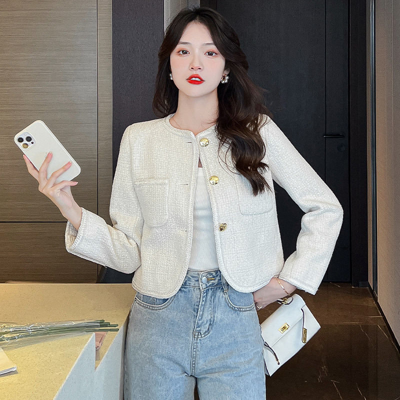 实拍新款初秋季女装小香风粗花呢子小西装短款外套女士上衣春秋,女装/女士精品,短外套,淘宝优惠券,粉丝福利购,淘宝优惠卷