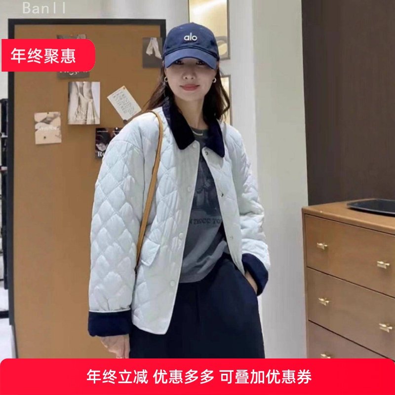 韩版撞色休闲菱格棉服外套女2025秋冬新款宽松百搭保暖棉衣夹克潮,女装/女士精品,大码棉服,淘宝优惠券,粉丝福利购,淘宝优惠卷