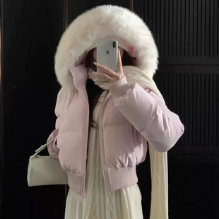 收腰大毛领棉衣保暖棉袄面包服外套女 2025冬季 新款 棉服女短款