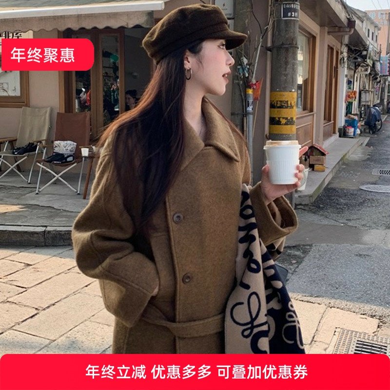立领短款毛呢外套女2026秋冬新款小个子廓形系带时尚呢子大衣韩系,女装/女士精品,毛呢外套,淘宝优惠券,粉丝福利购,淘宝优惠卷