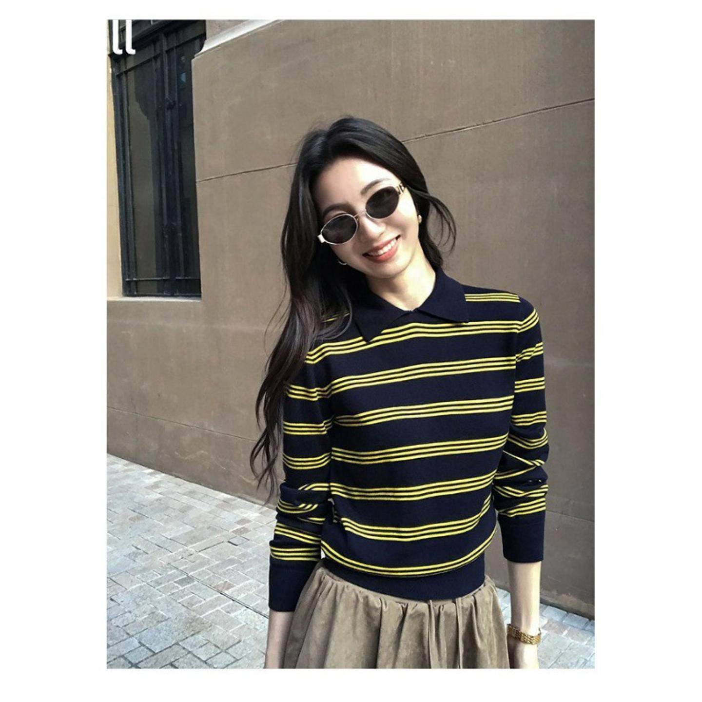 polo衫长袖针织秋冬款韩系宽松复古通勤上衣,女装/女士精品,毛针织衫,淘宝优惠券,粉丝福利购,淘宝优惠卷