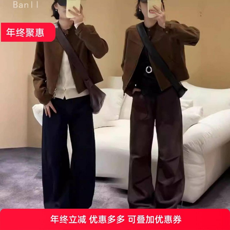 2025春秋款短款立领麓皮绒外套女新款韩系小个子高级感休闲夹克上,女装/女士精品,短外套,淘宝优惠券,粉丝福利购,淘宝优惠卷