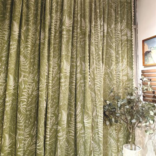 绿色叶子窗帘1片价格  布料尺寸宽150(挂钩款,挂钩后宽约90cm)