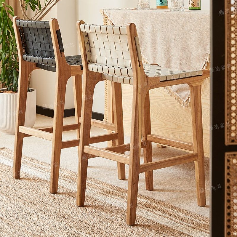 酒吧高脚吧椅高脚实木吧椅藤编装饰民宿家用吧台卡座座椅,住宅家具,家用高脚椅,淘宝优惠券,粉丝福利购,淘宝优惠卷
