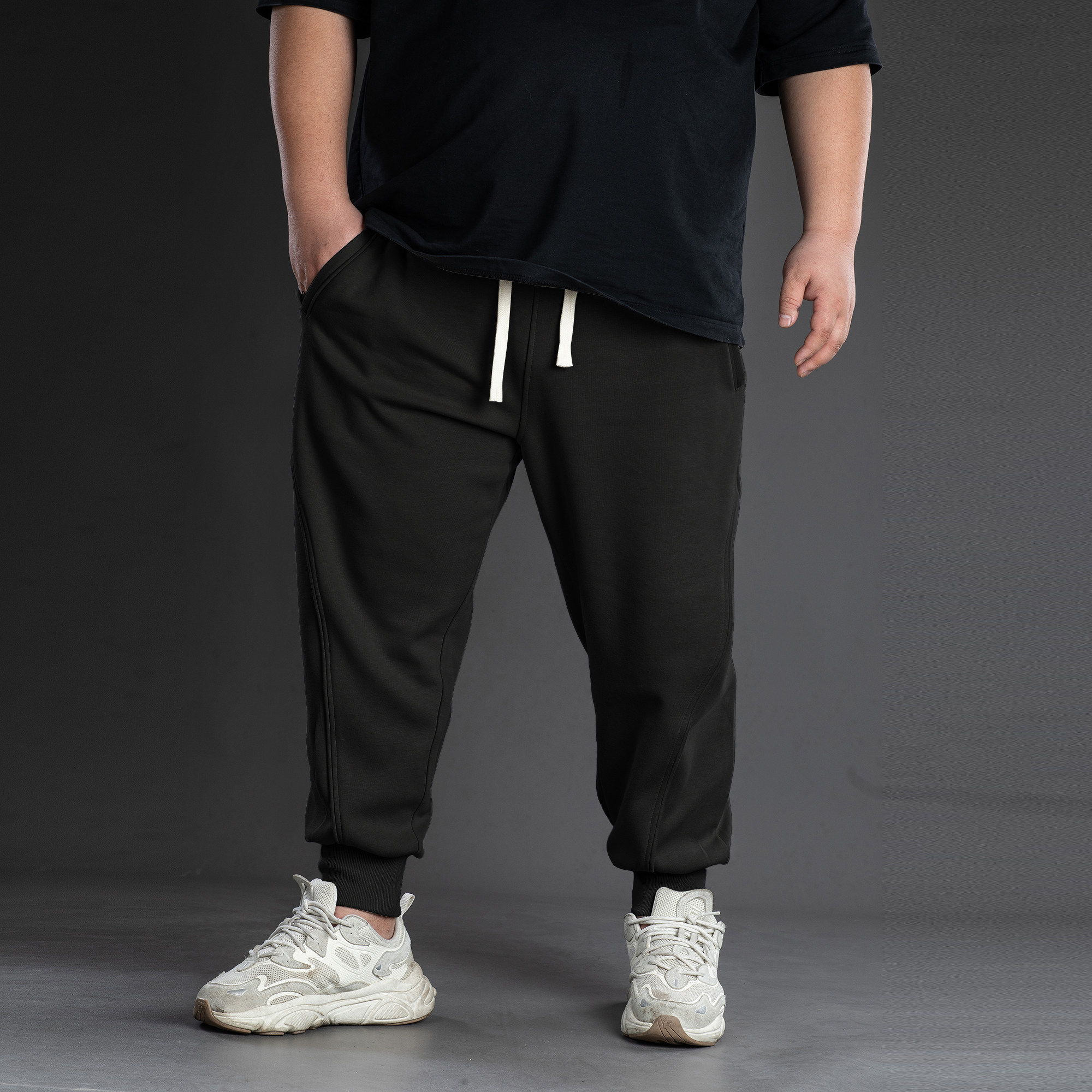 MAKN男士束脚裤休闲裤宽松抽绳运动长裤百搭大码胖子肥仔拼接卫裤,男装,大码下装,淘宝优惠券,粉丝福利购,淘宝优惠卷