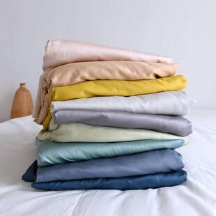 60支天丝床单/床笠单件冰丝滑夏季纯色提花裸睡粉色绿色灰色黄色