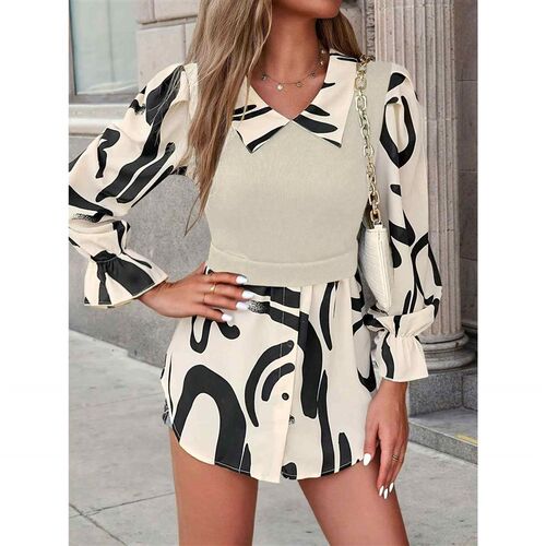 Ladies large-size woven solid-color summer shirt