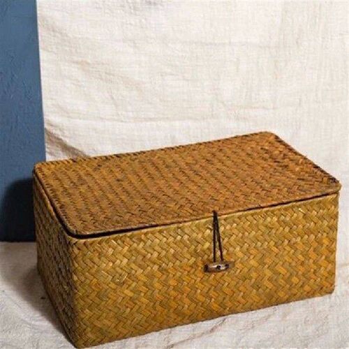 Woven Storage Baskets Wicker Storage with Lid Woven Storage