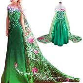 Anna Years Fancy Cosplay Elsa Princess Green Children