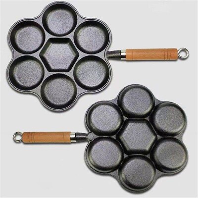 5-Cup Cast Iron Egg Frying Pan Non Stick Pancake Pan with