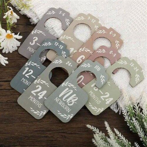 Baby Hangers With Size Dividers Cute 8PCS Wooden Baby