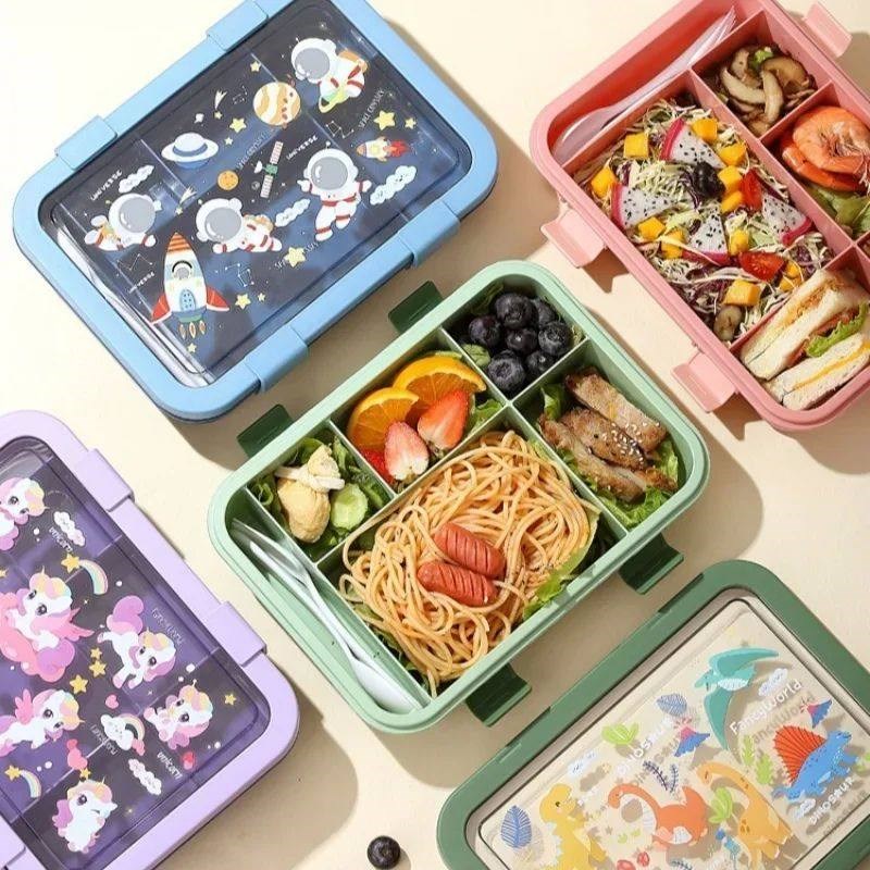 1500ML Cartoon Lunch Box Portable Rectangular Kids Students - 实物图