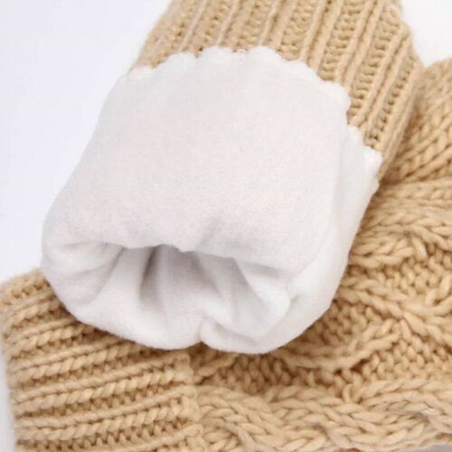Women Fashion Knit Twist Flowers Mittens Winter Female Halte