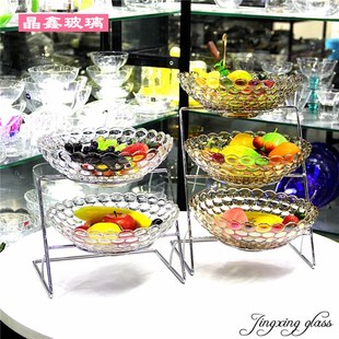 三层放水果的盘子架子多层果盘水晶玻璃水果盘带盖创意欧式零食盘