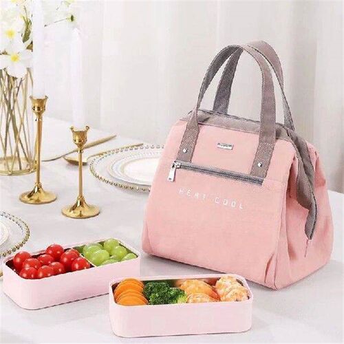 Portable Lunch Bag for Women Solid Color Large Capacity