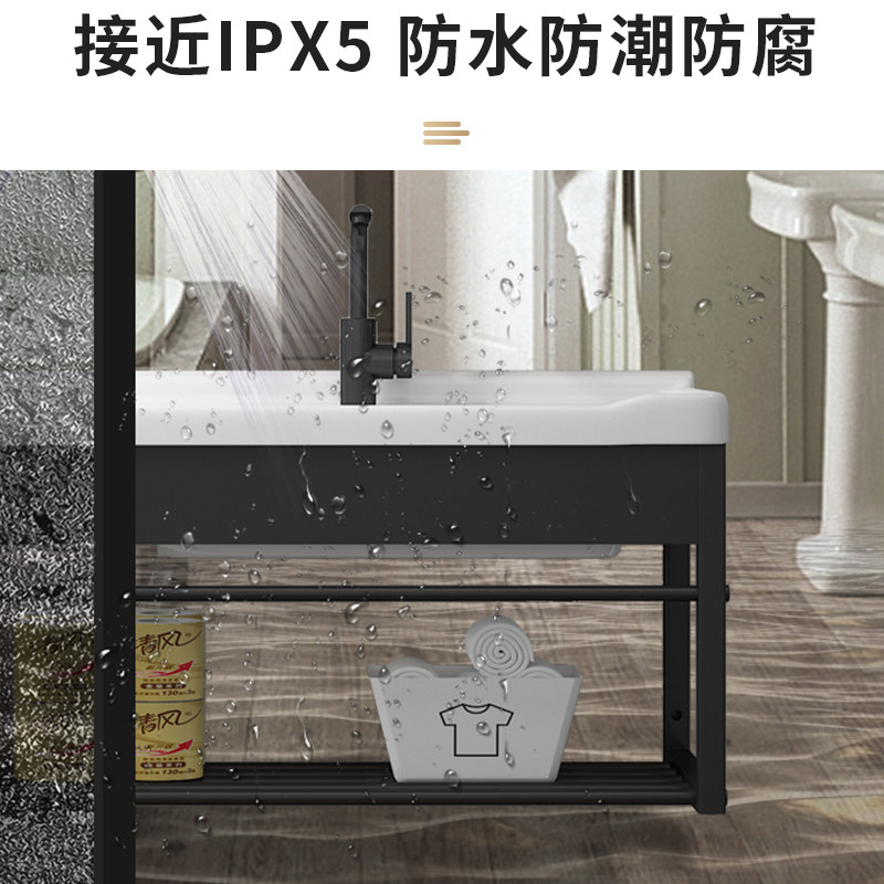 陶瓷洗衣盆带搓板不锈钢支架阳台洗衣池悬挂墙式室外一体洗手台盆