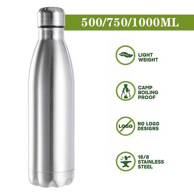 500/750/1000ml Portable Outdoor Water Bottle Food Grade Stai