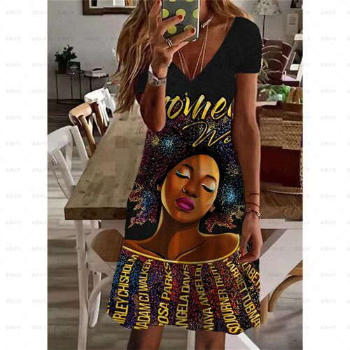 Summer New Fashion Bohemian African Black Girl Print