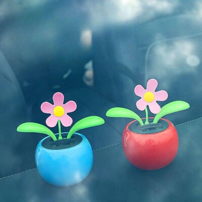 1 Pc Solar Powered Dancing Flower Car Dashboard Ornaments Sw