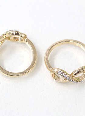 Fashion Inverted 8 Diamond Alloy Ring Stylish Versatile Simp