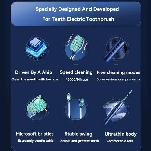 Sonic Electric Adult Toothbrush Rechargeable With 4 Replacem