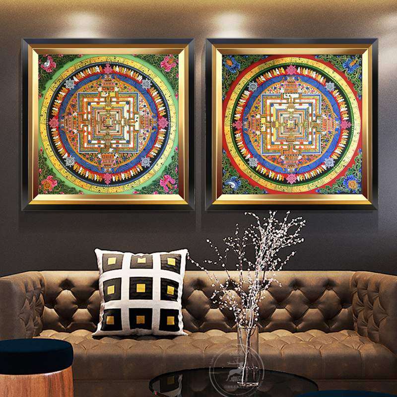 唐卡时轮金刚坛城西藏尼泊尔电表箱装饰画免打孔电闸盒装饰遮挡箱,家居饰品,现代装饰画,淘宝优惠券,粉丝福利购,淘宝优惠卷