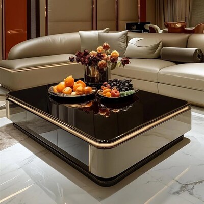咖啡桌客厅家庭2025新玻璃大茶几可访问豪华高端住宅大平面实木咖