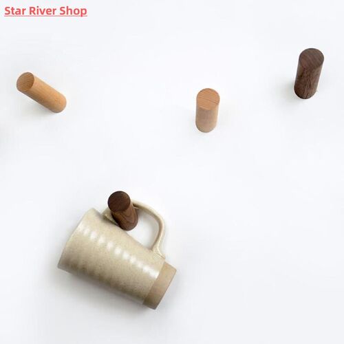 Natural Wood Clothes Hanger Wall Mounted Coat Hook Decorativ