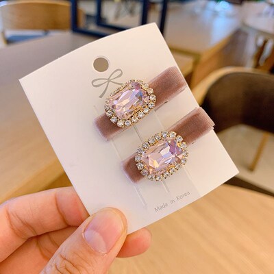 2PCS/SET Color Square Rhinestone Hair Pins Wild Personality