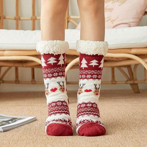 Home Slippers Women Winter Floor Shoes Christmas Elk Indoor