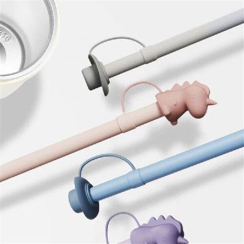7Pc/set Replacement Long Silicone Straw With Straw Cover