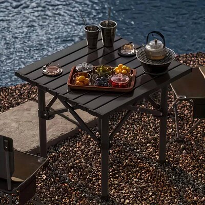 Portable stainless steel folding table, camping barbecue tab