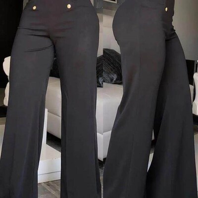 Elegant High Waist Wide Leg Bootcut Pants 2023 Summer Europe