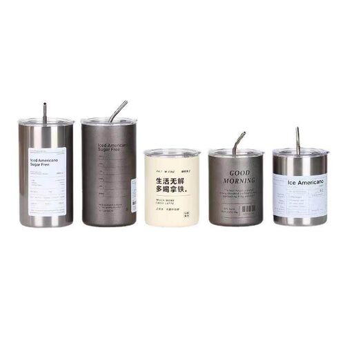 Stainless Steel Coffee Cup Double-layer Cooler Straw Cups Sp