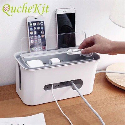 Multifunction Desktop Organizer Power Strip Wire Storage