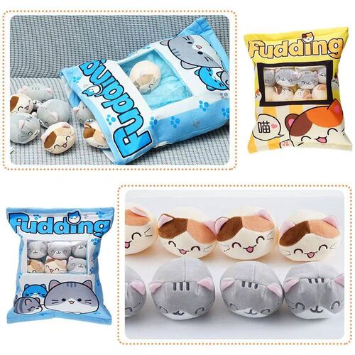 Cute Cat Snack Pillow Pudding Bag Food Toy Mini Animals Ball