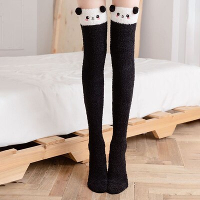 Soft Coral Fleece Knee Socks Winter Warm Girls Women Cute Ca