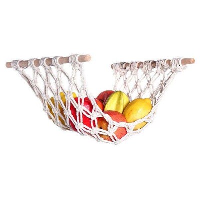 Hanging Fruit Hammock for Kitchen Under Cabinet Macrame
