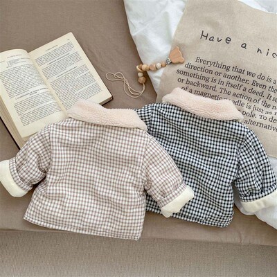 Baby Winter Coat Infant Baby Girls Boys Plaid Bear Quilted W