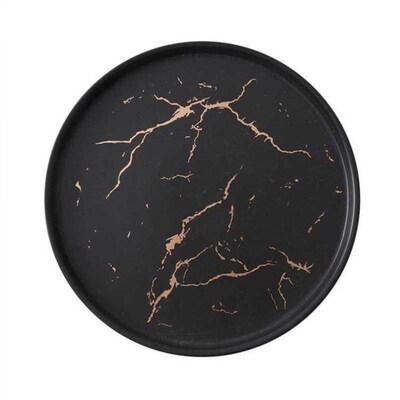 Marble Ceramic Plate Black Striped Round Steak Dinner Plates