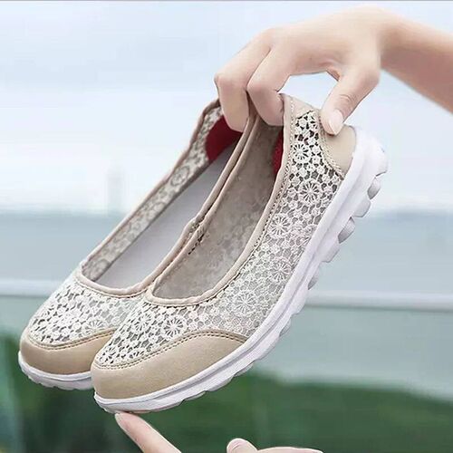 Flat Shoes Women Hollow Lace Summer Slip on Loafers Breathab