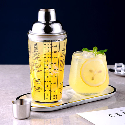 玻璃调酒器带刻度雪克壶酒吧鸡尾酒调酒工具雪克杯手摇杯酒壶酒具