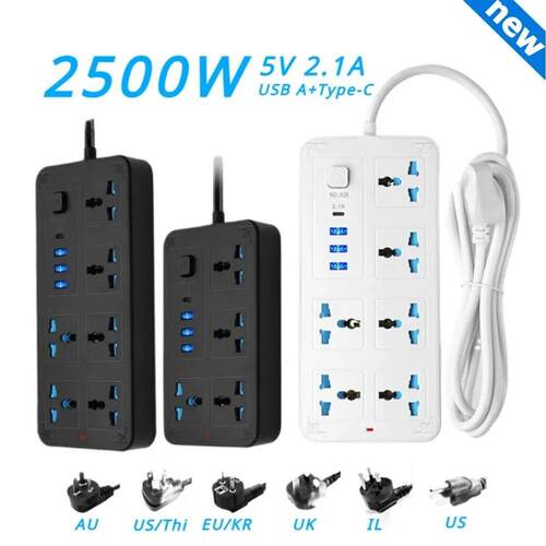 Universal Power Strip Electric Socket 4 6 OUTLETS EU UK US K