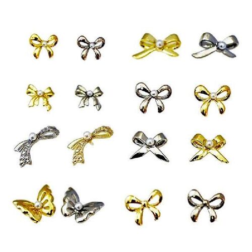 Manicure Charms Retro Silver Alloy Bow Mini 3d Bow Charms