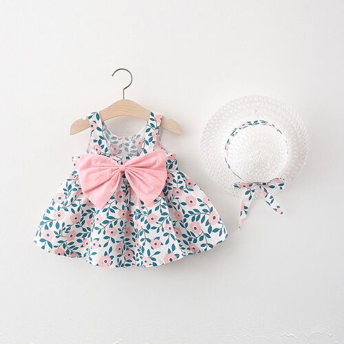 New Baby Girl Beach Princess Dress Cute Bow Flower Sleeveles